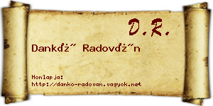 Dankó Radován névjegykártya